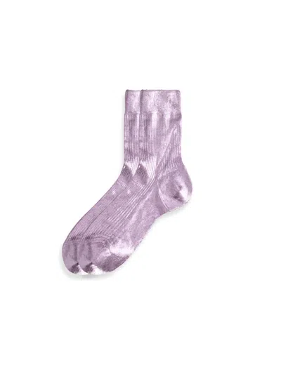 Alex Mill Maria La Rosa Ribbed Laminated Socks In Lilac