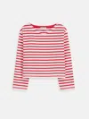 Alex Mill Marseille Striped Boatneck Tee In Cotton In Red