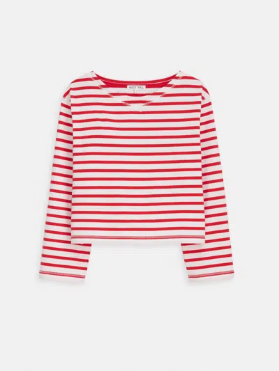 Alex Mill Marseille Striped Boatneck Tee In Cotton In Red