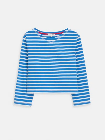 Alex Mill Marseille Striped Boatneck Tee In Cotton In Blue