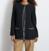 Alex Mill Mae Whipstitch Detail Wool Blend Cardigan With Removable Scarf In Pink