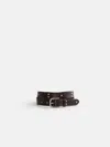 Alex Mill Maximum Henry Studded Slim Belt In Dark Brown