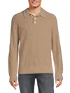 Alex Mill Men's Long Sleeve Cashmere Sweater Polo In Stone