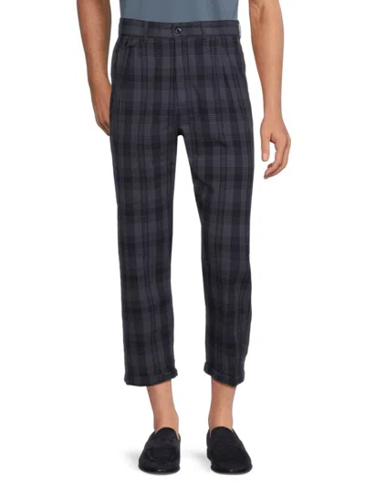 Alex Mill Men's Plaid Pleated Cropped Pants In Navy
