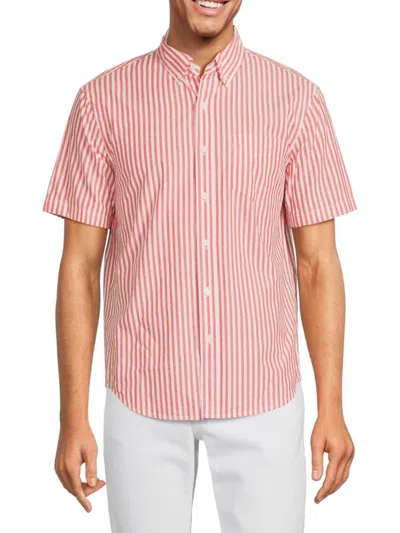 Alex Mill Men's Short Sleeve Striped Oxford Shirt In Bold Red Stripe