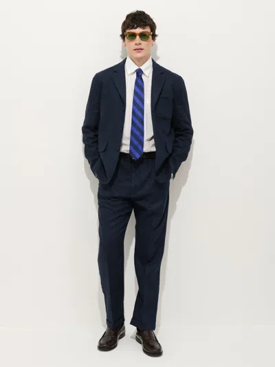 Alex Mill Mercer Linen Jacket Lightweight Blazer In Navy In Blue