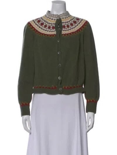Pre-owned Alex Mill Merino Wool Graphic Print Sweater In Green