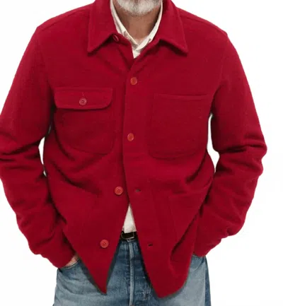 Alex Mill Merino Wool Knit Work Jacket In Red