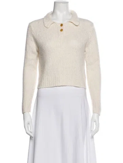 Pre-owned Alex Mill Merino Wool Long Sleeve Polo In Neutral