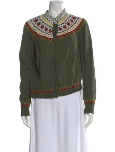 Pre-owned Alex Mill Merino Wool Patterned Sweater In Green