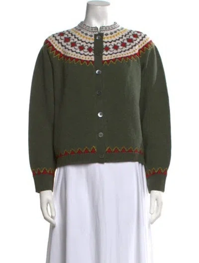 Pre-owned Alex Mill Merino Wool Patterned Sweater In Green