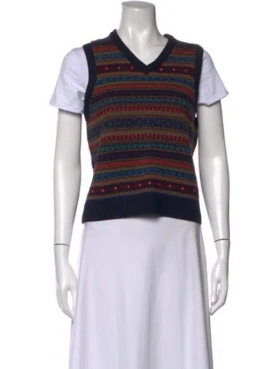 Pre-owned Alex Mill Merino Wool Patterned Top In Brown