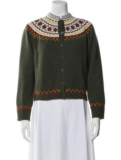 Pre-owned Alex Mill Merino Wool Printed Sweater In Green