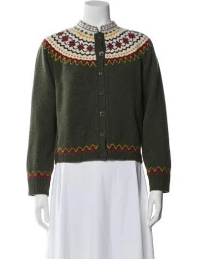 Pre-owned Alex Mill Merino Wool Printed Sweater In Green