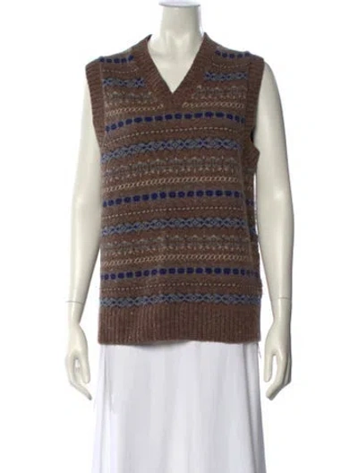 Pre-owned Alex Mill Merino Wool Striped Sweater In Brown