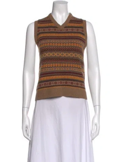 Pre-owned Alex Mill Merino Wool Striped Sweater In Brown