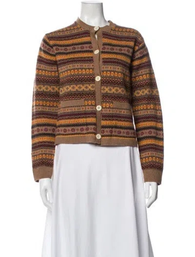 Pre-owned Alex Mill Merino Wool Striped Sweater In Brown