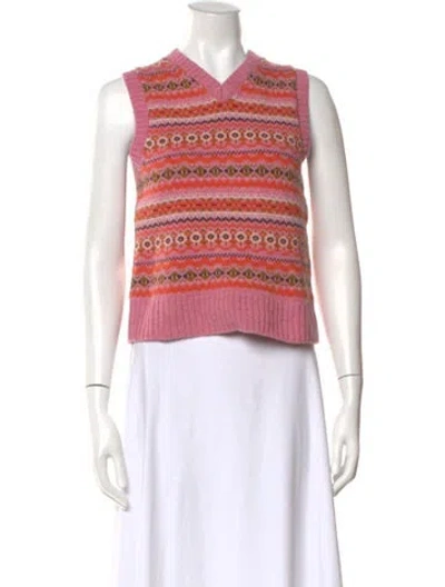 Pre-owned Alex Mill Merino Wool Striped Sweater In Pink