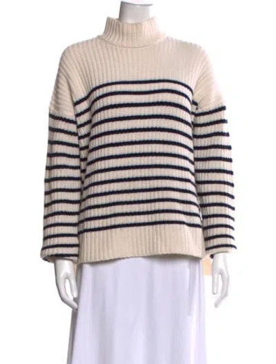 Pre-owned Alex Mill Merino Wool Striped Sweater In White