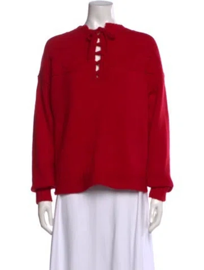 Pre-owned Alex Mill Merino Wool Tie Neck Sweater In Red