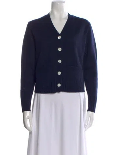 Pre-owned Alex Mill Merino Wool V-neck Sweater In Blue
