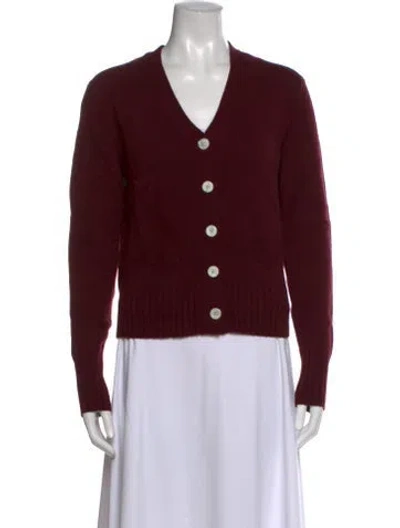 Pre-owned Alex Mill Merino Wool V-neck Sweater In Burgundy