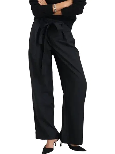 Alex Mill Mila Pleated Wool Blend Trouser In Black