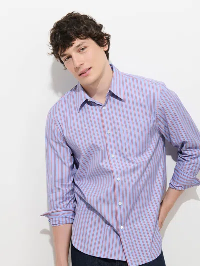 Alex Mill Mill Point Collar Striped Shirt In Cotton Poplin In Purple