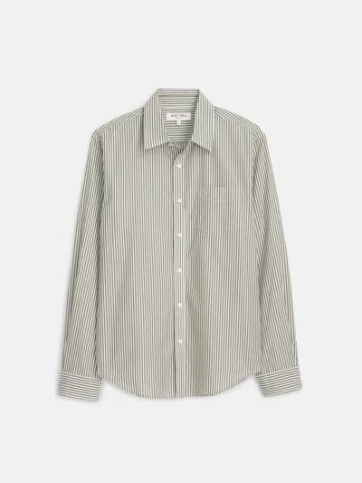 Alex Mill Mill Shirt In Striped Cotton Poplin In Olive/white