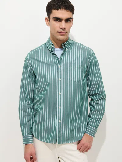 Alex Mill Mill Shirt In Thin Stripe In Green