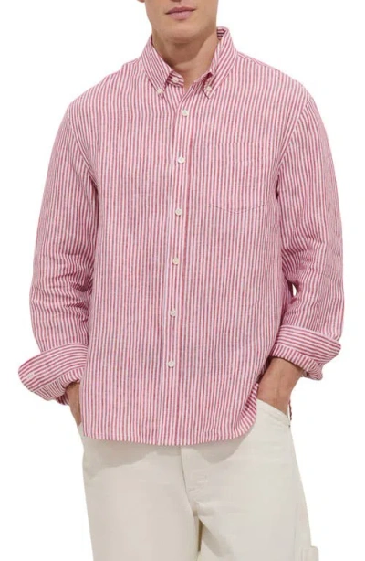 Alex Mill Mill Stripe Linen Button-down Shirt In Pink