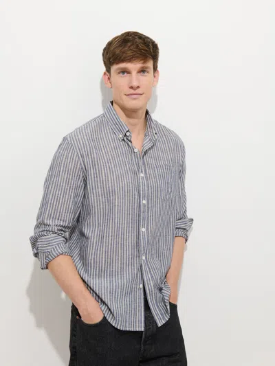 Alex Mill Mill Stripe Chambray Button-down Shirt In Gray