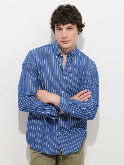 Alex Mill Mill Striped Shirt In Cotton Poplin In Blue