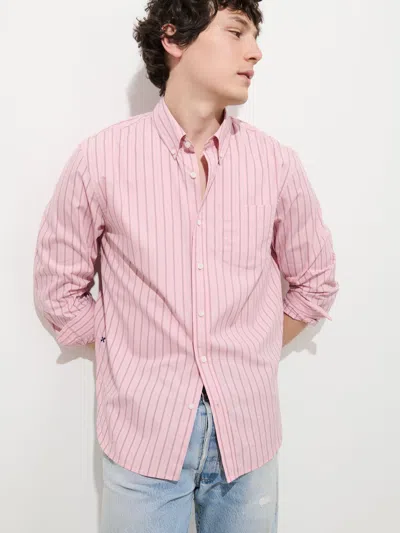 Alex Mill Mill Striped Shirt In Cotton Poplin In Pink