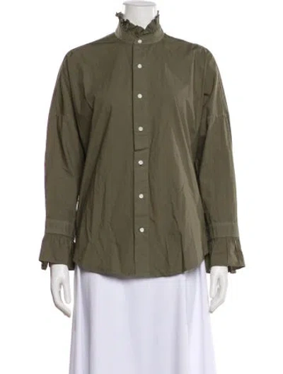 Pre-owned Alex Mill Mock Neck Long Sleeve Button-up Top In Gray