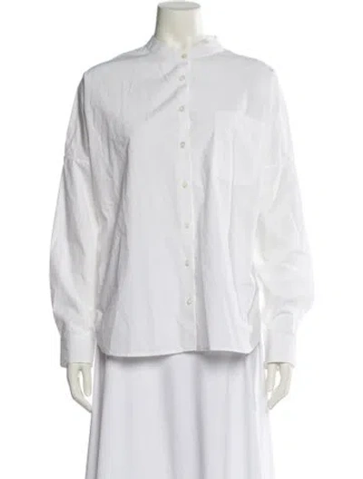 Pre-owned Alex Mill Mock Neck Long Sleeve Button-up Top In White