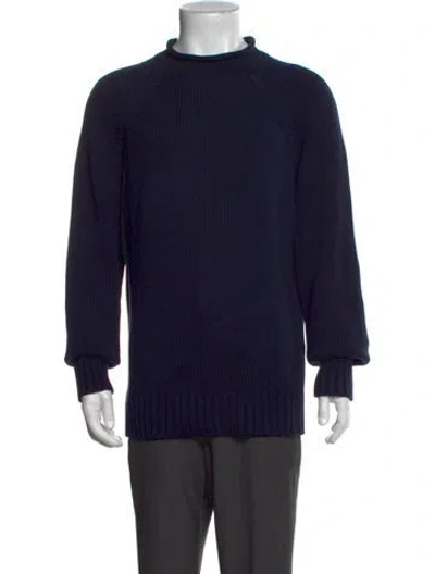 Pre-owned Alex Mill Mock Neck Long Sleeve Pullover In Blue