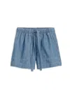 Alex Mill Montauk Short In Japanese Chambray In Glass Blue