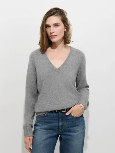Alex Mill Montmartre V Neck Sweater In Cashmere In Heather Grey
