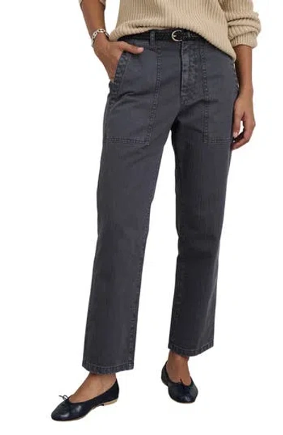 Alex Mill Neil Herringbone High Waist Straight Leg Utility Pants In Gray