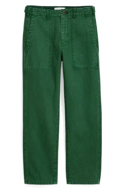 Alex Mill Neil Herringbone High Waist Straight Leg Utility Pants In Green