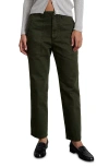 Alex Mill Neil Herringbone High Waist Straight Leg Utility Pants In Military Olive