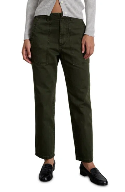 Alex Mill Neil Herringbone High Waist Straight Leg Utility Pants In Military Olive