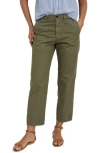 Alex Mill Neil High Waist Straight Leg Utility Twill Pants In Green