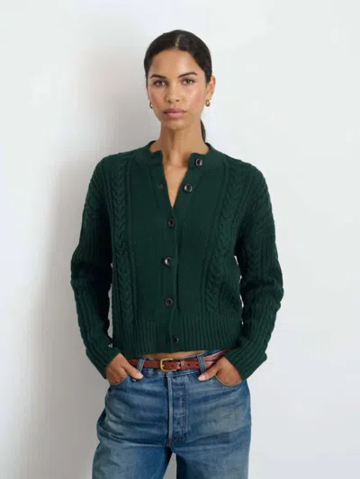 Alex Mill Nico Cable Knit Cardigan In Evergreen In Green