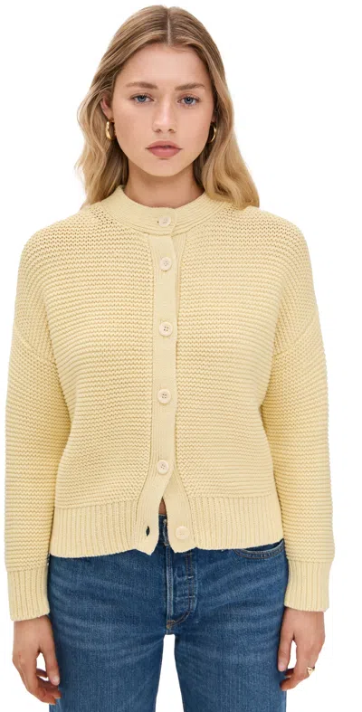 Alex Mill Nico Crewneck Cotton Cardigan In Butter