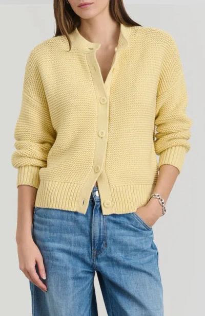Alex Mill Nico Crewneck Cotton Cardigan In Butter