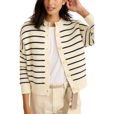 Alex Mill Nico Chunky Stripe Cotton Cardigan In Ivory/navy