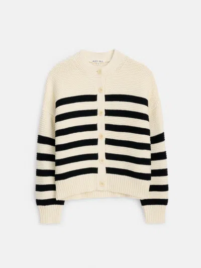 Alex Mill Nico Striped Cardigan In Cotton In Ivory/black