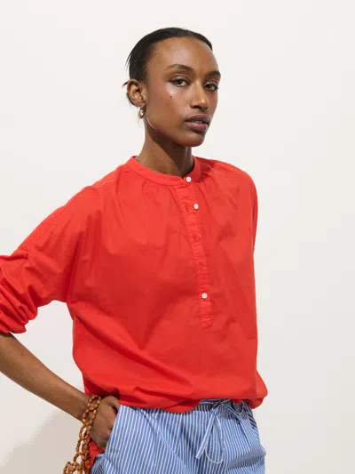 Alex Mill Nina Striped Popover In Cotton Voile In Red